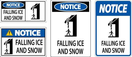 Ice and Snow Warning Sign Caution - Falling Ice And Snow Sign vector