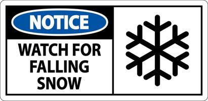 Notice Sign Watch For Falling Snow vector