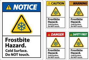 Caution Sign Frostbite Hazard, Do not Touch Cold Surface vector