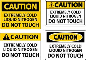 Caution Sign Extremely Cold Liquid Nitrogen Do Not Touch vector