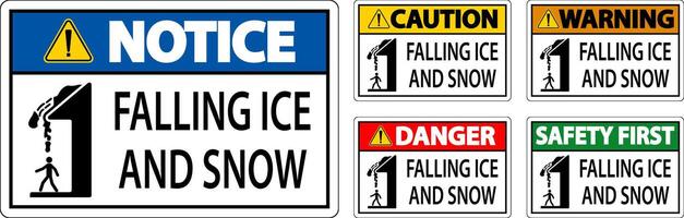 Ice and Snow Warning Sign Caution - Falling Ice And Snow Sign vector