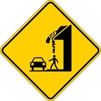 Caution Falling Snow Sign Falling Ice vector