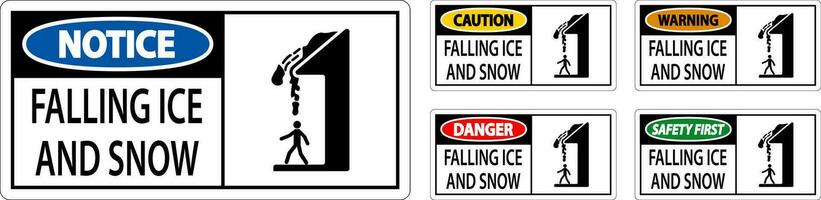 Ice and Snow Warning Sign Caution - Falling Ice And Snow Sign vector