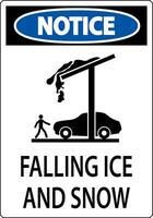 Ice and Snow Notice Sign Caution - Falling Ice And Snow Sign vector