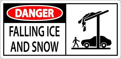 Ice and Snow Danger Sign Caution - Falling Ice And Snow Sign vector