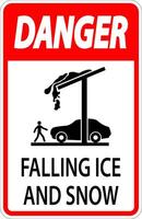 Ice and Snow Danger Sign Caution - Falling Ice And Snow Sign vector