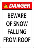 Danger Sign Beware Of Snow Falling From Roof vector