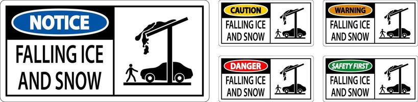 Ice and Snow Warning Sign Caution - Falling Ice And Snow Sign vector