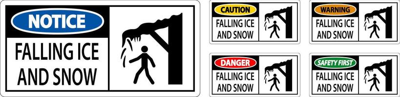 Ice and Snow Warning Sign Caution - Falling Ice And Snow Sign vector