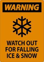 Warning Sign Watch Out For Falling Ice And Snow vector