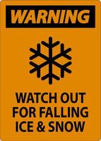 Warning Sign Watch Out For Falling Ice And Snow vector