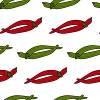 Seamless pattern of 2 different colors of chili peppers red and green. Abstract background texture vector