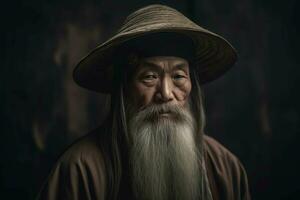 hombre tradicional chino mayor maduro. generar ai foto