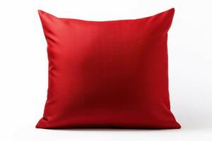 Red bright pillow isolated on white. Generate Ai photo