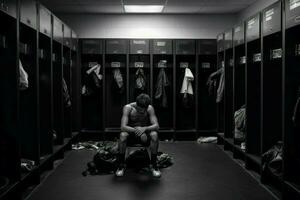 deporte Boxer hombre solo en armario habitación. generar ai foto