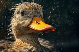 prístino Pato pájaro parque lago. generar ai foto