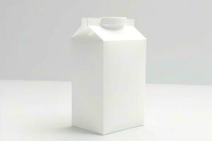 Blank milk package box on grey box. Generate Ai photo