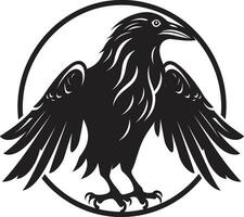 Modern Raven Badge of Distinction Sleek Raven Silhouette Symbol vector