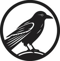 Minimalistic Black Bird Crest Abstract Raven Vector Badge