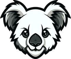 misterioso monocromo marca de el coala koalas pelusa y eucalipto emblema vector