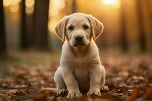 Intelligent Cute labrador dog. Generate Ai photo