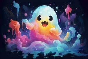 Whimsical Colorful cute ghost. Generate Ai photo