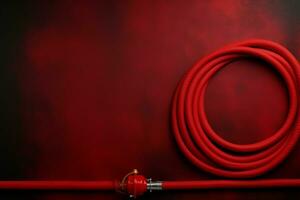 Flexible Red fire hose mockup. Generate Ai photo