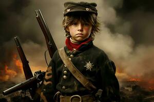 Disciplined American military kid. Generate Ai photo