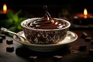 Creamy Bowl chocolate paste. Generate Ai photo
