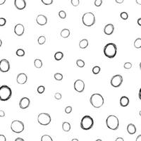 Seamless pattern with black sketch hand drawn brush scribble circles shape on white background. Abstract grunge texture. Vector illustration