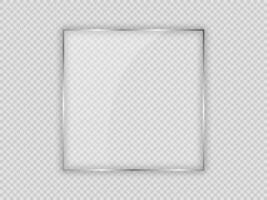 Glass plate in square frame isolated on background. Vector illustration.