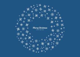 Merry Christmas background with snowflakes in circle vector