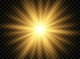 Sunlight on a background. Isolated yellow rays of light. Vector illustration