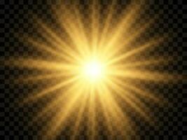 Sunlight on a background. Isolated yellow rays of light. Vector illustration