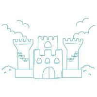 castle coloring page isolated for kids vector