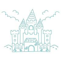 castillo real para colorear para niños vector