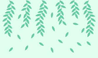 Simple background, green branches and leaves, vector