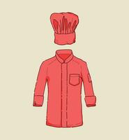 colección de dibujado a mano cocinero chaqueta y cocinero sombrero vector