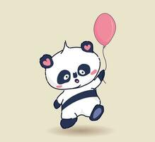 cute bear panda with rainbow kawaii vector