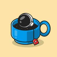 Cute Astronaut Tea Cartoon Vector Icon Illustration. Technology Drink Icon Concept Isolated Premium Vector. Flat Cartoon Style