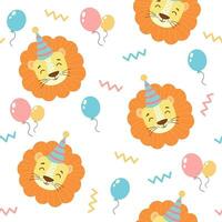 gracioso sin costura patrones para bebés. gracioso animales en dibujos animados estilo para cumpleaños decoración. vector ilustración