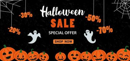 Happy Halloween sale banner. party invitation background. Vector image