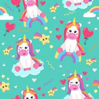 vistoso sin costura patrones con unicornios en dibujos animados estilo para niños. vector ilustración