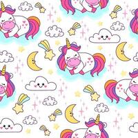 colorful seamless patterns with unicorns in cartoon style for kids. vector illustration