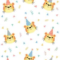 funny seamless patterns for babies. funny animals in cartoon style for birthday decoration. vector illustration