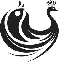 Peacocks Tale Black Vector Logo Icon Ebon Elegance Peacock Icon in Vector