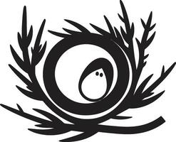 Crafted Comfort Avian Nest Icon in Black Nesting in Shadows Elegant Bird Nest Artistry vector