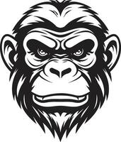 Graceful and Bold Black Vector Chimpanzee Logo Chimpanzee Silhouette in Noir A Mark of Strength