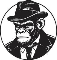 elegancia en el selva negro vector mono emblema elegante negro vector chimpancé icono un majestuoso primate retrato