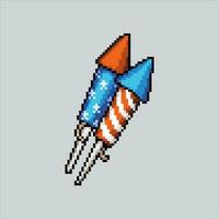 Pixel art illustration fireworks. Pixelated rocket. Rocket fireworks pixelated for the pixel art game and icon for website and video game. old school retro. vector